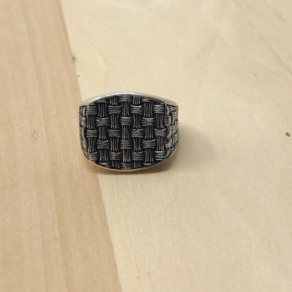 925 Sterling Silver Woven knot Design Men's Ring - Picture 4 of 5